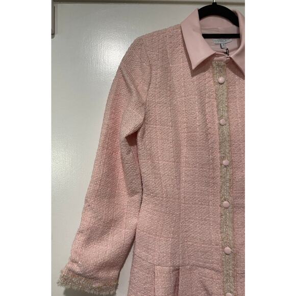 S'Edge Macy Tweed Mini Dress Light Pink Size Small NWT Faux Leather Details - Picture 3 of 12